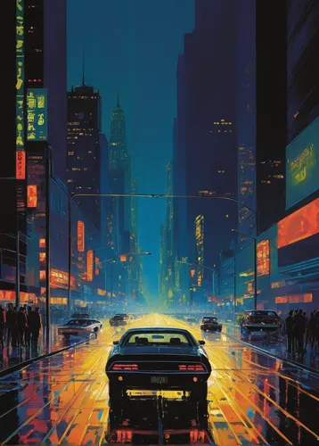 cyberpunk,ferrari testarossa,e31,testarossa,lancia stratos,80s,lamborghini countach,cityscape,pontiac fiero,mazda rx-7,porsche 944,porsche 924,1986,1982,chrysler,futura,city lights,metropolis,night highway,porsche 930,Illustration,Abstract Fantasy,Abstract Fantasy 20