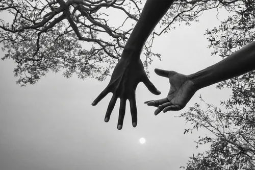 Reaching Out, © Sanghamitra Sarkar, First Place Winner, Black and White Photography Competition by The Motif Collective,arms outstretched,the hands embrace,helping hands,human hands,climbing hands,han