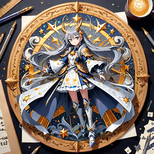 Mujer que se llama que se llama estrella y le gusta hacer sopa de letras pelo largo corto con mechones en tono gris alta con una complecion llenita ,kantai collection sailor,astronomical clock,clockma