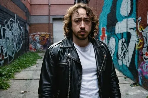 alleyway,shaggy,pollux,alley,gander,mac,brick wall background,portrait background,brick wall,photo session in torn clothes,laneway,gully,danila bagrov,leather jacket,old linden alley,foley,red brick wall,urban,ryan navion,ford prefect,Illustration,Japanese style,Japanese Style 17