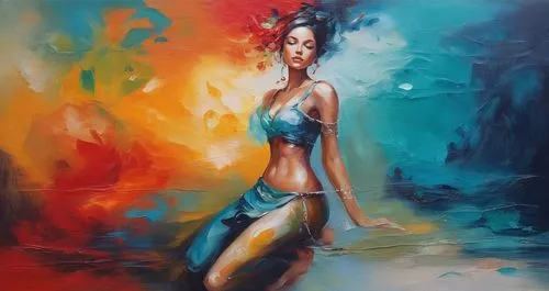 Passion  Painting Abstract Body Art Oil Painting
,oil painting on canvas,oil painting,art painting,neon body painting,kordic,coomber,oil on canvas,blue painting,jeanneney,pintura,girl on the river,dmi