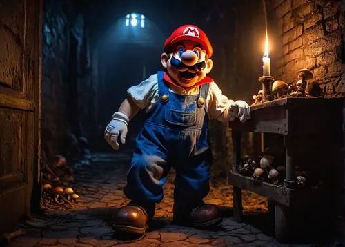 mario,plumber,super mario,mario bros,it,super mario brothers,geppetto,pinocchio,creepy clown,scary clown,horror clown,luigi,halloween 2019,halloween2019,live escape game,cosplay image,plumbing,scare crow,game character,haunt,Art,Classical Oil Painting,Classical Oil Painting 06