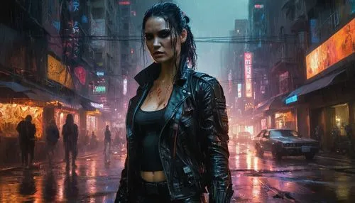 cyberpunk,shadowrun,neuromancer,walking in the rain,replicant,salander,sci fiction illustration,world digital painting,hauer,in the rain,bladerunner,askani,cyberia,replicants,longhena,cortana,domino,cybertown,kaidan,cybercity,Photography,Artistic Photography,Artistic Photography 04