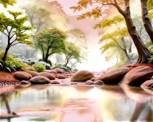 cartoon video game background,nature background,brook landscape,landscape background,river landscape,world digital painting,forest landscape,riverclan,fantasy landscape,streamside,tropical forest,a river,rainforests,auriongold,background view nature,cartoon forest,art background,waterscape,mountain stream,flowing creek,Unique,3D,Clay