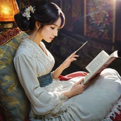 girl studying,hanbok,reading,little girl reading,relaxing reading,korean history,japanese woman,korean culture,women's novels,read a book,e-reader,bookworm,readers,jane austen,love letter,girl in a historic way,newspaper reading,ereader,mystical portrait of a girl,mari makinami,Illustration,Japanese style,Japanese Style 13