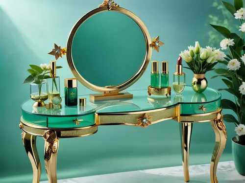 dressing table,makeup mirror,toilet table,art deco frame,gold lacquer,gold foil art deco frame,mirror frame,set table,art deco,magic mirror,beauty room,cake stand,washbasin,art deco ornament,decorative frame,gold foil corner,gold ornaments,the mirror,table arrangement,the throne,Photography,Artistic Photography,Artistic Photography 03