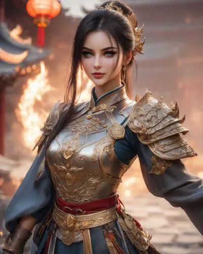 model headshot，Women's Fashion，
American Minimalism,an asian woman is in a full body outfit,diaochan,xixia,yuanji,female warrior,tianxia,xuanwei,Photography,Realistic