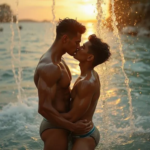 black couple,kissing,gay love,loving couple sunrise,makeout,lover's beach