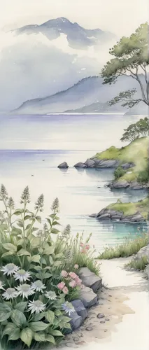 coastal landscape,beach landscape,sea landscape,fragrant snow sea,an island far away landscape,watercolor background,landscape with sea,japan landscape,landscape background,sea-shore,beach scenery,seaside view,ishigaki,sayama lake,osaka bay,watercolor sketch,lake tanuki,in the early summer,small landscape,pebble beach,Illustration,Black and White,Black and White 30