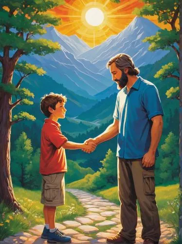 dad and son outside,visitation,happy father's day,father's love,salt and light,ofarim,merciful father,sonship,man and boy,fathers,mitzvot,god the father,father's day,father and son,kinship,happy fathers day,father,father son,fathers and sons,beatitudes,Illustration,Realistic Fantasy,Realistic Fantasy 27