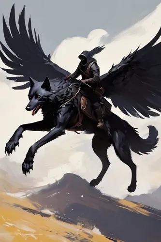 gryphon,black shepherd,black raven,corvus,king of the ravens,crow,corvidae,crows bird,black crow,raven bird,alpine chough,condor,griffin,feathered race,flying dog,crow-like bird,falconer,kaffir horned raven,black dragon,crows,Conceptual Art,Fantasy,Fantasy 06