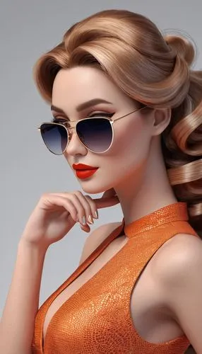 derivable,fashion vector,sunglasses,sunglass,orange,sunwear,luxottica,knockaround,gradient mesh,female model,women fashion,retro women,fashion dolls,portrait background,retro woman,aviators,hadise,godward,sun glasses,halston,Unique,3D,3D Character