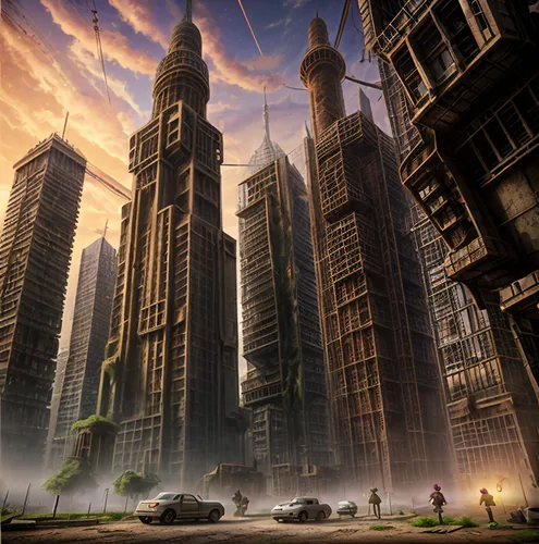 futuristic landscape,sci fiction illustration,fantasy city,futuristic architecture,urbanization,post-apocalyptic landscape,destroyed city,city cities,city scape,ancient city,urban development,sky city,dystopian,tall buildings,metropolis,black city,smart city,cityscape,cities,skyscraper town