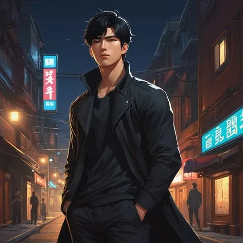 busan night scene,anime japanese clothing,yukio,ren,cg artwork,night scene,guk,spy visual,hong,kdrama,choi kwang-do,kado,korean drama,kai,world digital painting,songpyeon,tan chen chen,gangneoung,game illustration,alley,Illustration,Realistic Fantasy,Realistic Fantasy 27