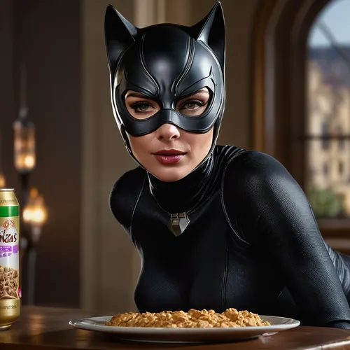 catwoman,black cat,halloween black cat,oat bran,oat,basmati,cat food,basmati rice,muesli,steel-cut oats,nite owl,breakfast at tiffany's,digital compositing,menemen,cat coffee,puma,balsamic vinegar,super heroine,raisin bran,feline look,Photography,General,Natural