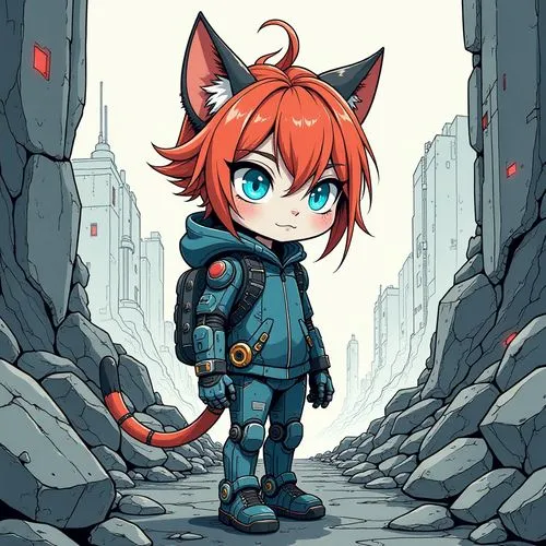 nya,killorin,kiro,nikoli,redcat,red cat,Illustration,Black and White,Black and White 01