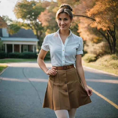  My wife got out of her car, still wearing her work clothes. A white, short-sleeved, button-down blouse and tan skirt that stopped just above the knee. She had on tan heels and skin-colored pantyhose.