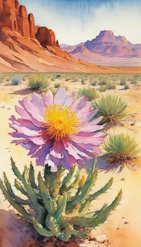 flowerful desert,desert flower,desert landscape,large-flowered cactus,desert desert landscape,desert plant,watercolor cactus,desert rose,flower painting,desert plants,flower illustration,capture desert,desert background,cosmea,south african daisy,desert,xerochrysum bracteatumm,arid landscape,cactus flower,flower in sunset,Illustration,Paper based,Paper Based 12