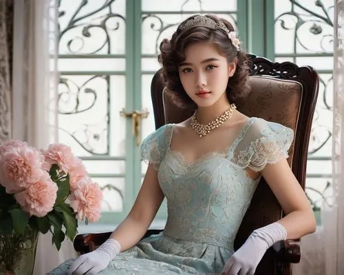 cheongsam,yifei,qipao,noblewoman,royal lace,yunjin,vintage dress,xiaoqing,tiffany,yangyang,haeri,vintage lace,yangmei,ball gown,elegant,eunjung,hanbok,yangxin,xufeng,ballgown,Illustration,Retro,Retro 04