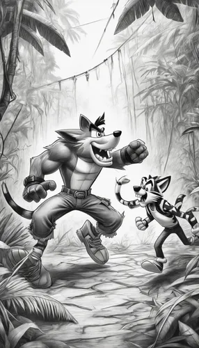 animals hunting,hunting scene,two running dogs,game illustration,wild dog,hunting dogs,jungle,cordoba fighting dog,cartoon forest,the law of the jungle,dog running,wild animals crossing,dog playing,world digital painting,rocket raccoon,game drawing,raccoons,to hunt,rushing,on the hunt,Illustration,Black and White,Black and White 30