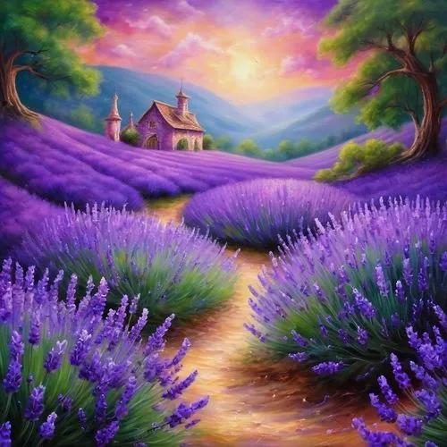 purple landscape,lavender field,lavender fields,lavendar,the lavender flower,lavender flowers,home landscape,lavender,purple blue ground,lavander,lavenders,lavender flower,provence,la violetta,landscape background,laventhol,violet colour,defend,purple,wall,Illustration,Realistic Fantasy,Realistic Fantasy 37