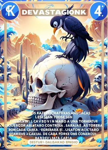 
CUERVO SOBRE CALAVERA EN UN DESIERTO EN AZUL,the back cover to deviastagink's latest release,cd cover,arctowski,german ep ca i,devastate,devkota,masterdisk,Anime,Anime,Realistic