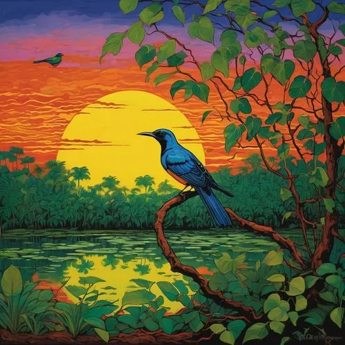 bird painting,oil painting on canvas,oil painting,blue bird,painting technique,colorful birds,Art,Artistic Painting,Artistic Painting 03