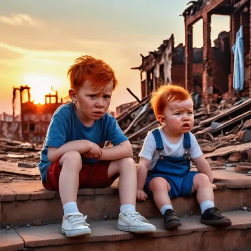 children of war,garrison,destroyed houses,destructionists,futuro,demolition,home destruction,photo session in torn clothes,piccoli,wreckages,lindos,gingers,post apocalyptic,dispossession,destroyed city,destructors,demolition work,futurekids,environmental destruction,teardowns