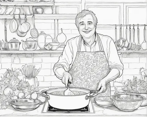 coloring page,cooking book cover,ribollita,za'atar,coloring pages,sauce gribiche,scotch broth,recipes,southern cooking,pesto,minestrone,cooking show,food and cooking,ful medames,lacinato kale,cassoulet,cookery,cookware and bakeware,gremolata,menemen,Illustration,Black and White,Black and White 13