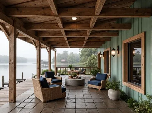 boathouse,verandah,verandahs,sunroom,porch,wooden decking,deckhouse,front porch,boatshed,house by the water,outdoor dining,boat dock,porch swing,verandas,saltspring,summer cottage,veranda,outdoor furniture,summerhouse,wooden beams