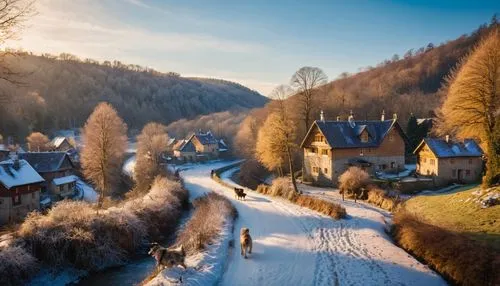 escher village,winter village,northern germany,eltz,winter landscape,franconian switzerland,Photography,General,Cinematic