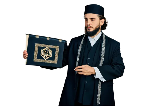 Men, Jewish, Hassidic, bearded, sidelocks, kippah, black coat, white shirt, tzitzit, tefillin, holding Torah, praying, standing, traditional clothing, detailed embroidery, warm lighting, shallow depth