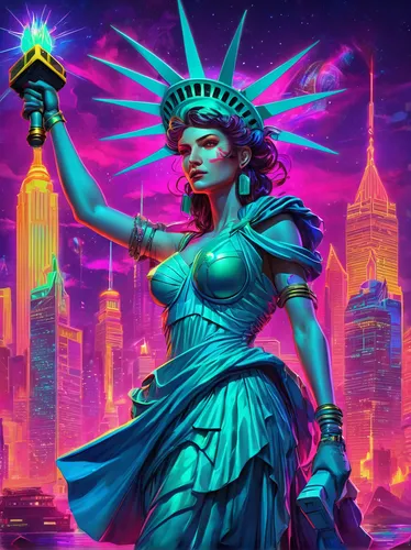 lady liberty,the statue of liberty,statue of liberty,queen of liberty,liberty,lady justice,cyberpunk,dystopia,dystopian,america,liberty statue,cg artwork,goddess of justice,a sinking statue of liberty,world digital painting,liberty enlightening the world,americana,would a background,wonder woman city,red blue wallpaper,Conceptual Art,Sci-Fi,Sci-Fi 27