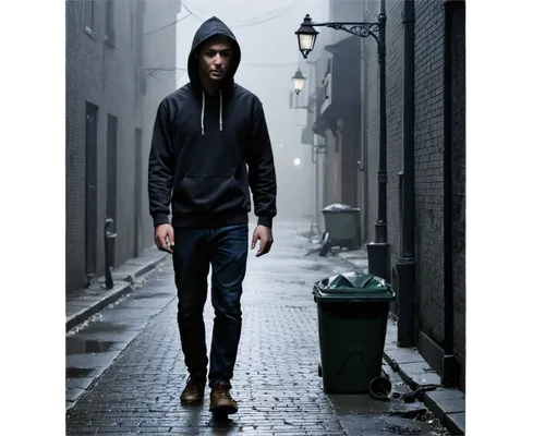 stutterheim,antonioli,walking in the rain,alleyway,hooded,skinwalker,alleyways,alley,walking man,black coat,ruelle,narrow street,overcoat,photoshop manipulation,antiporter,slenderness,derivable,cagoule,alleys,standing man,Illustration,American Style,American Style 05