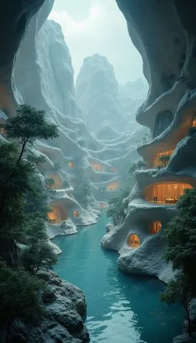 tigers nest,shaoming,wudang,fantasy landscape,cave on the water,futuristic landscape,Photography,General,Realistic