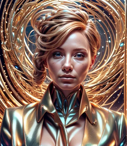 transistor,fantasy portrait,katniss,sci fiction illustration,aura,mary-gold,digital art,custom portrait,world digital painting,symetra,andromeda,gemini,digital artwork,mystical portrait of a girl,gold paint stroke,tilda,golden crown,fantasy art,cyborg,digital painting