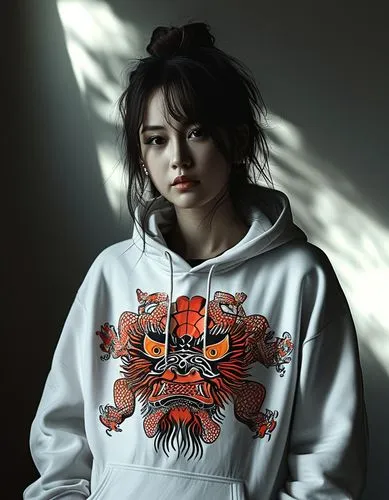 young japanese woman in white sweatshirt posing in sunlight,xiaoyu,wakatsuki,gakki,akanishi,ayaka,mizuhara