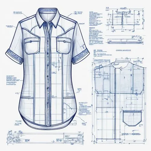 technical drawing,blueprints,blueprint,chef's uniform,a uniform,costume design,fashion design,wireframe graphics,police uniforms,sheet drawing,dress shirt,nurse uniform,one-piece garment,desing,jeans pattern,coveralls,uniform,designing,lumberjack pattern,blue-collar worker,Unique,Design,Blueprint