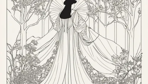 art nouveau design,mucha,art nouveau,harp with flowers,alfons mucha,art deco woman,botanical line art,girl in a long dress,flower and bird illustration,line-art,lineart,coloring page,evening dress,ao dai,angel line art,flower line art,line drawing,line art,summer line art,rapunzel,Illustration,Black and White,Black and White 24