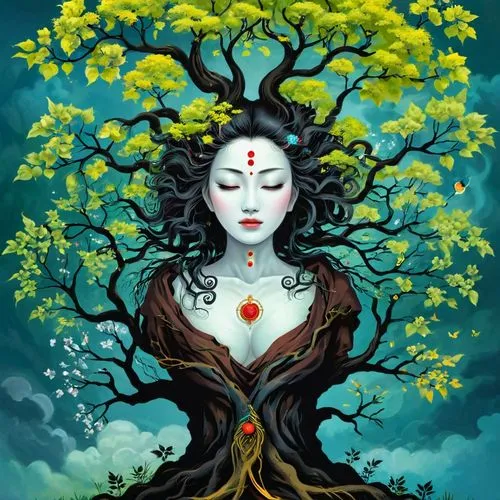 bodhi tree,mantra om,mother earth,dakini,arundhati,poornima,the branches of the tree,vishishtadvaita,mahashivratri,navaratri,baoshun,jaya,earth chakra,ardhanarishvara,sanatana,kriya,bhakti,krishna,nakshatras,yogananda,Illustration,Abstract Fantasy,Abstract Fantasy 08