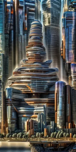 futuristic landscape,metropolis,hudson yards,futuristic architecture,fractalius,dubai marina,city scape,urbanization,cityscape,fantasy city,world digital painting,shard of glass,hdr,metropolises,dystopian,city cities,harbour city,city skyline,chicago skyline,sci fiction illustration