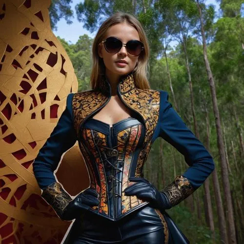 steampunk,katniss,latex clothing,femme fatale,corset,latex,jennifer lawrence - female,policewoman,bodypaint,photo session in bodysuit,fantasy woman,female model,bodice,harlequin,bolero jacket,fabulous,mystique,valerian,leather,catarina,Female,Australians,Disheveled hair,Youth adult,M,Mini Skirt,Outdoor,Forest