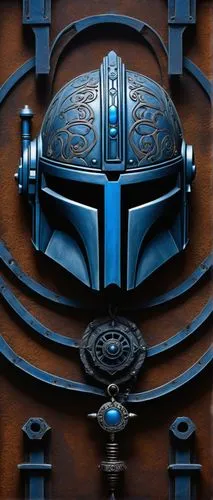 iron door,art deco ornament,helmet plate,droid,metallic door,door knocker,tie fighter,blue doors,door lock,portal,art deco,ship's wheel,the door,head plate,door knob,shield,steel door,imperial crown,door handle,escutcheon,Conceptual Art,Oil color,Oil Color 13