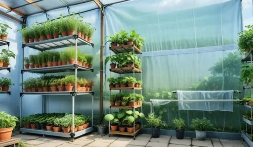 Net house filled with plants and hydroponic tower,this is a variety of plants inside a greenhouse,greenhouse cover,aquaponics,greenhouse,hydroponics,greenhouses,aeroponics,Photography,General,Realisti