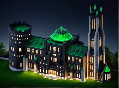 haunted cathedral,gothic church,gothic architecture,haunted castle,fairy tale castle,ghost castle,patrol,green aurora,turrets,castle of the corvin,collegiate basilica,basil's cathedral,medieval castle,defense,black church,new castle,basilica,fairytale castle,gold castle,gothic style,Photography,General,Realistic