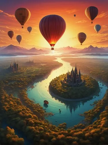 balloon trip,balloons over bagan,ballooning,balloonists,balloon fiesta,balloonist,Conceptual Art,Fantasy,Fantasy 08