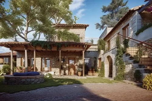 ecovillages,hacienda,ecovillage,cryengine,riverwood,3d rendering,Photography,General,Realistic