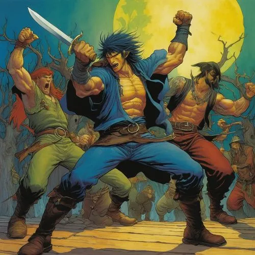 basara,kenshiro,ghazan,zagor,pandavas,orishas,Illustration,Realistic Fantasy,Realistic Fantasy 04