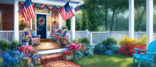 front porch,3d rendering,porch,porch swing,white picket fence,renderings,sunroom,balcony garden,balconied,plantation shutters,new england style house,homes for sale hoboken nj,landscape design sydney,