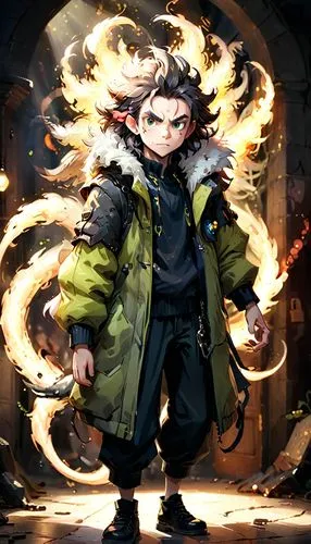 xing yi quan,wuchang,yi sun sin,fire master,dragon li,zui quan,fire background,fire artist,game illustration,vax figure,guilinggao,nine-tailed,baozi,xun,shen,male character,flickering flame,daemon,kame sennin,outer,Anime,Anime,Cartoon